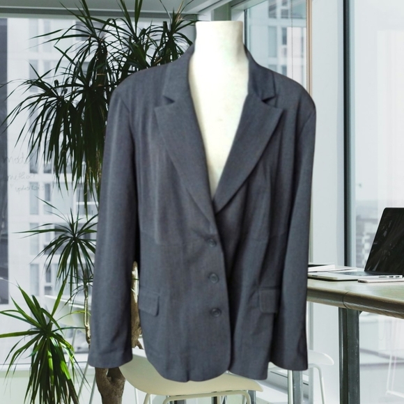 Lane Bryant charcoal gray long classic career plus size blazer New NWT sz 22/24 - Picture 1 of 13